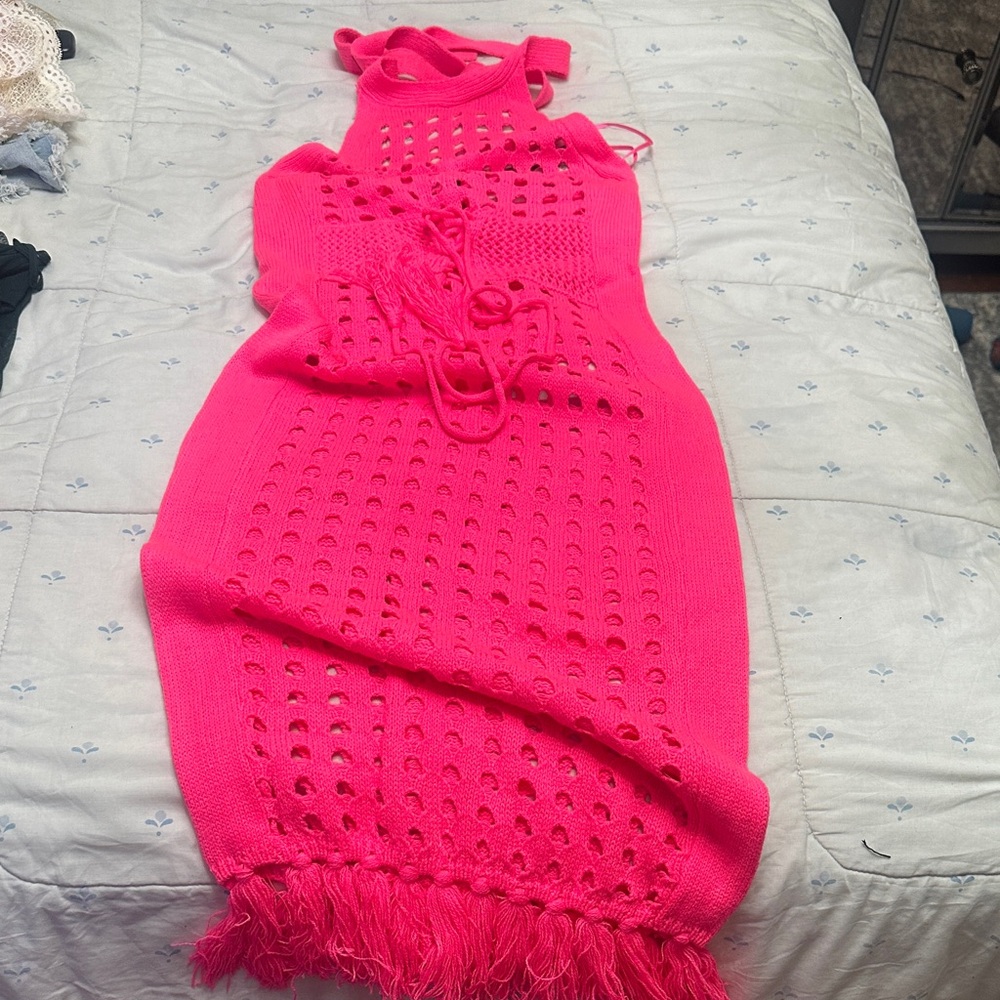 Fashion Nova Hot Pink Midi Dress